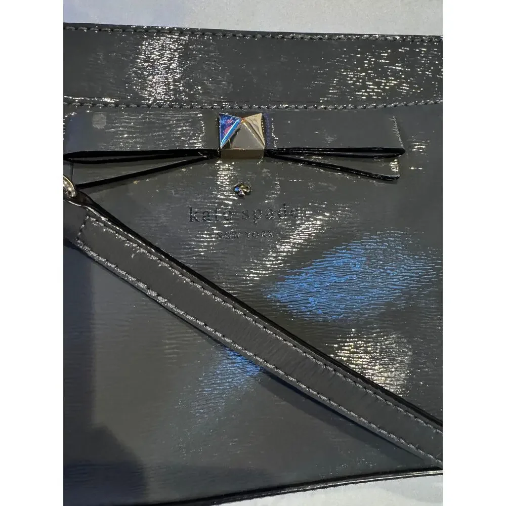 KATE SPADE Hancock Park Angelica Crossbody Doe Gray Patent Leather with Dust Bag